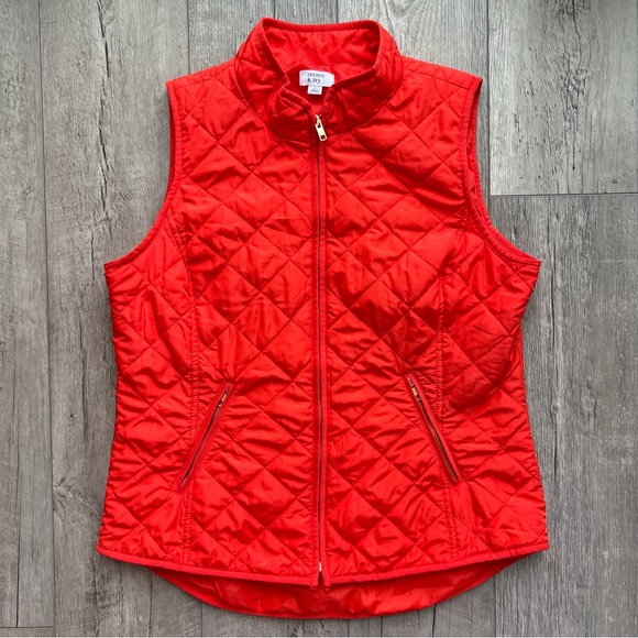 crown & ivy Jackets & Blazers - Crown & Ivy Red Quilted Puffer Vest